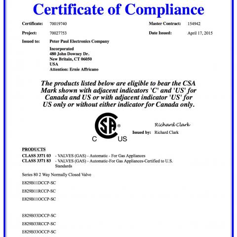 Certification and Quality Peter Paul Electronics Co Inc